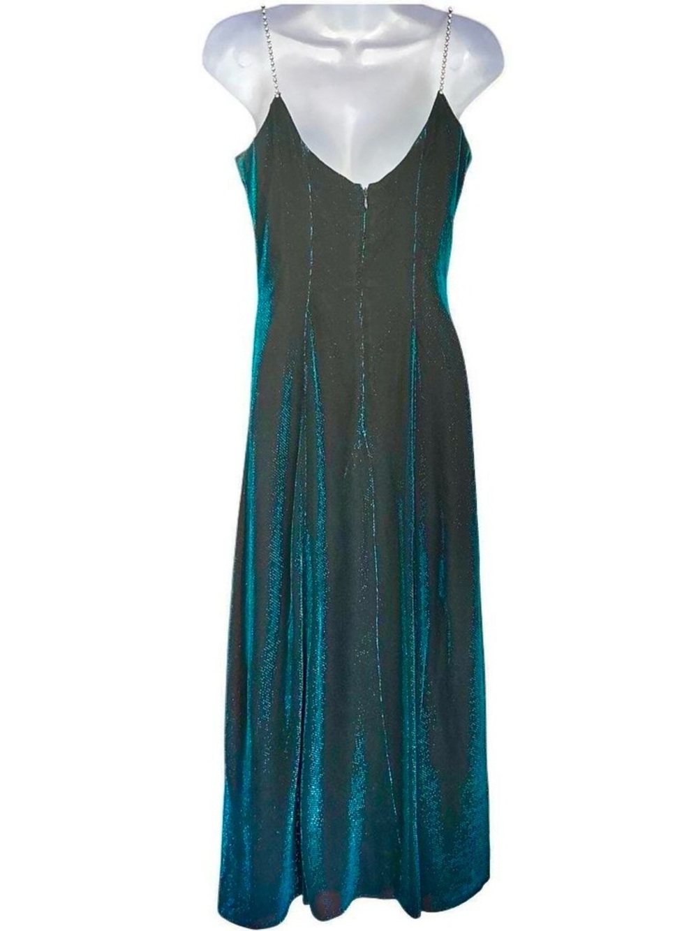 Scott / Jessica McClintock Vintage Metallic & Rhinestone Designer Dress Size 10 - Picture 6 of 12